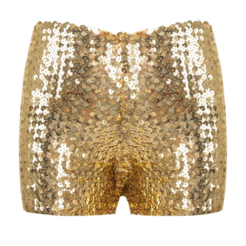 FEESHOW Girls Kids Gymnastic Shorts Glitter Ballet Dance Shorts Boys Metallic Spandex Tumbling Yoga Sports Shorts Yellow 3-4 Years