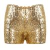 FEESHOW Girls Kids Gymnastic Shorts Glitter Ballet Dance Shorts Boys Metallic Spandex Tumbling Yoga Sports Shorts Yellow 3-4 Years view 1