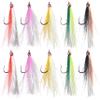 OROOTL Fishing Bucktail Teaser Hooks, 10pcs Saltwater Fishing Jigs Teaser Lures High Carbon Steel Hooks with Crystal Flash Feather Skirt for Flounder Salmon Trout Sea Bass Steelhead view 1