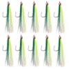 OROOTL Fishing Bucktail Teaser Hooks, 10pcs Saltwater Fishing Jigs Teaser Lures High Carbon Steel Hooks with Crystal Flash Feather Skirt for Flounder Salmon Trout Sea Bass Steelhead view 1