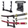 Adust Carbon Steel Roronoa Zoro Sword, Anime Sword, Zoro Cosplay Costume 41 inch Overall, for Anime Fans, 3 Swords with Display Stand (Set A-Kitestu/Shusui/Wado Ichimonji) view 1