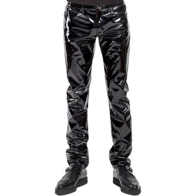 YOOJOO Men's Rock Punk Hip Hop Faux Leather Skinny Pants Stage Club Long Trousers Motocycle Pants 04 Large