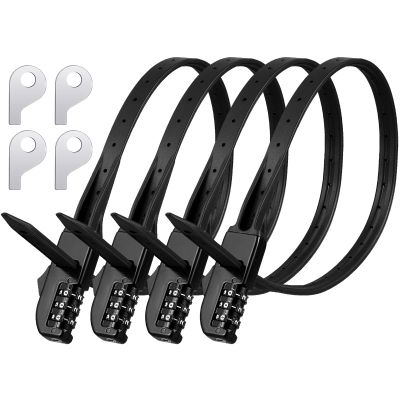 Qunclay Zip Tie Bike Combination Cabinet Refrigerator Locks Bicycle Cable Combo Multi Purpose Security Rack Motorcycle Helmet Lock for Ski French Door Outdoor(Black,4 Pack)