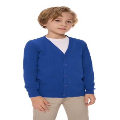 SMINLING Pinker Boys School Uniform Cardigan Sweater V-Neck Soft Cotton Clothing(Royal Blue,7-8 Years)
