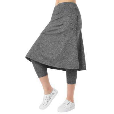 Women Knee Length Skirts with Leggings,Skirted Leggings Skorts Capris for Women Golf Swimmg Skorts Legging with Zipper Pockets(Grey Charcoal L)