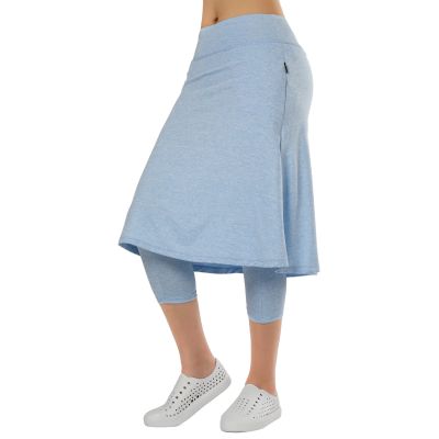 Women Knee Length Skirts with Leggings,Skirted Leggings Skorts Capris with Skirts for Women Zipper Pockets(Blue 2XL)
