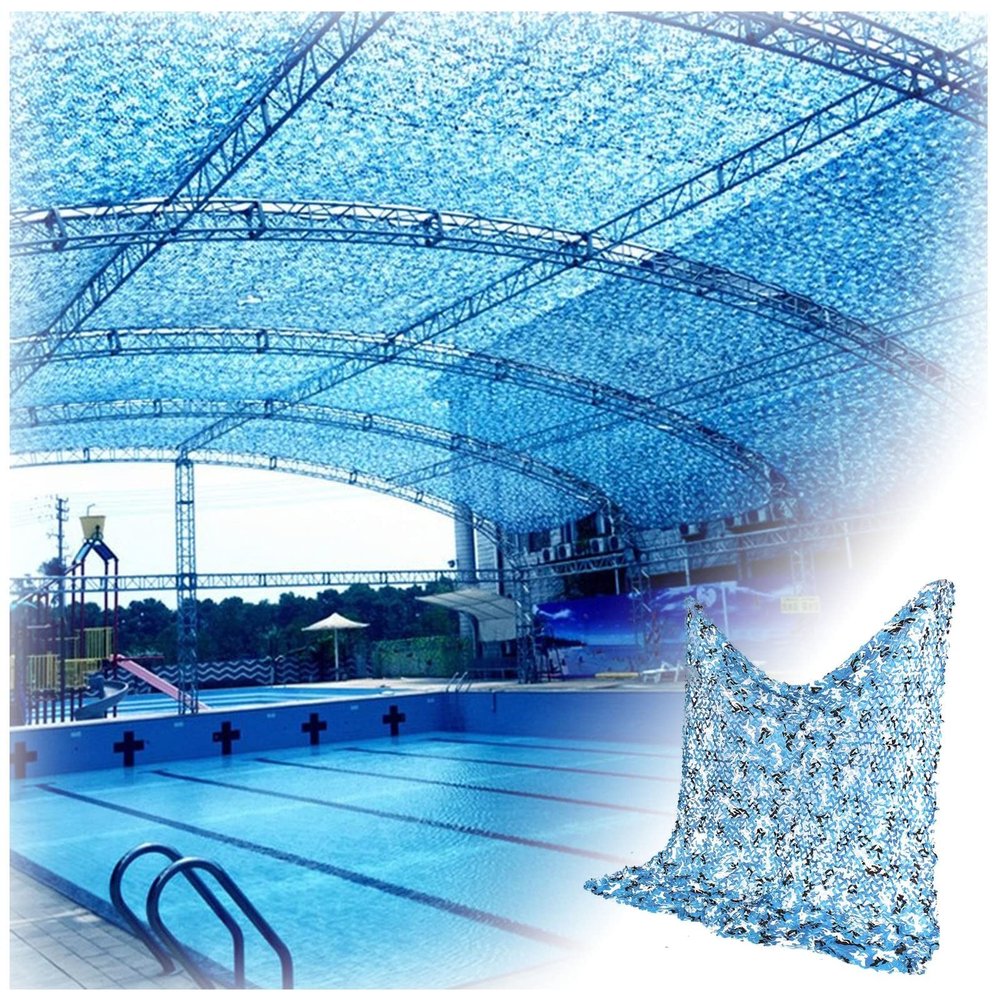 Blue Camouflage Net, Privacy Fence Camouflage Netting, Breathable Shade Net, Lightweight Foldable, for Hunting, Garden, Party Decoration, Car Vehicle Cover (Size : 1.5X2m/4.9X6.6ft)