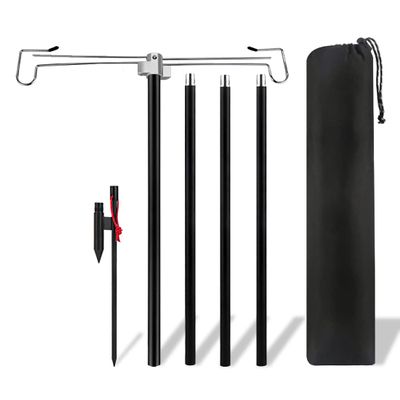 Lantern Stand Pole 25/73in Adjustable Portable Lamp Stand Hook Collapasible Light Stand Holder for Camping Fishing Picnic BBQ Outdoor Activities