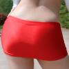 Linjinx Women's Oil Shiny Mini Skirt Gloosy Tight Low Waist Package Hip See Through Micro Skirt Red One Size view 4