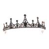 Mobestech Black Crown Black Baroque Crystal Tiara Gothic Wedding Headpiece Vintage Queen Hair Accessories for Women and Girls Flower Crown view 1