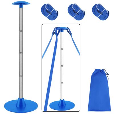 Boat Cover Support Poles, Stainless Steel Pole Boat Cover Support System with Webbing Strap, 4-Stage Extension Adjustable Height of 16-59, for Boat Covers Prevent Water from Accumulation - Blue