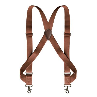 Men Braces Suspenders Heavy Duty Suspenders for Men 2.5Cm Wide X Back with 2 Side Clips Hooks Adjustable Elastic Trouser Braces,Dark Khaki