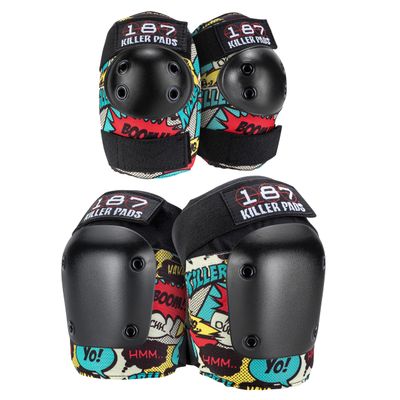 187 Killer Pads Knee Pads, Elbow Pads Combo Pack, Comic, Small/Medium