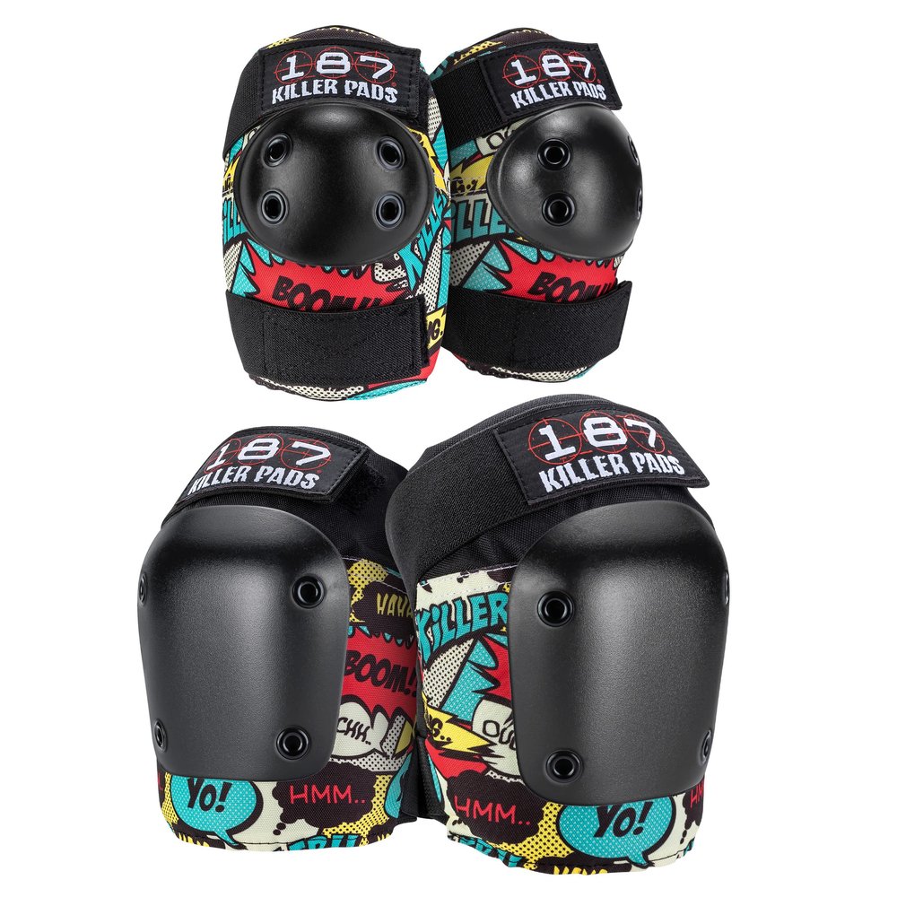 187 Killer Pads Knee Pads, Elbow Pads Combo Pack, Comic, Small/Medium