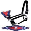 Showman Nylon Bronc Halter w/Patriotic Design Leather Noseband view 1