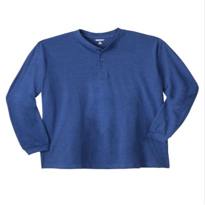 KingSize Men's Big & Tall Shrink-Less Lightweight Long Sleeve Henley - 2XL, Heather Navy