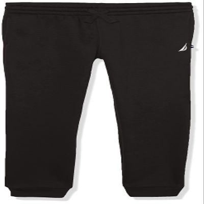 Nautica Boys' Pull-on Fleece Jogger Sweatpant, Drawstring Closure, J-Class Black FC04, 2T