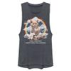 Fifth Sun Destroyer Cat Women's Muscle Tank, Denim Blue Heather, Large view 1
