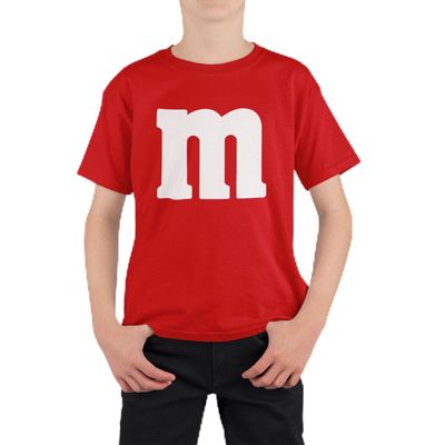 Veracco Letter M Halloween Costumes Youth T_Shirt Funny Halloween Team Group T-Shirt (X-Small, Red)