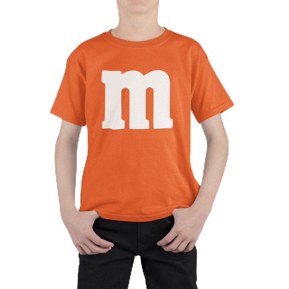 Veracco Letter M Halloween Costumes Youth T_Shirt Funny Halloween Team Group T-Shirt (Medium, Orange)