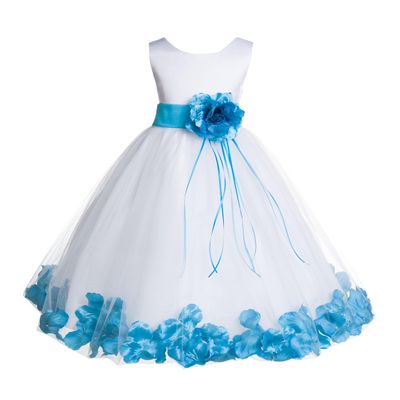 ekidsbridal Floral Rose Petals White Flower Girl Dress Pageant Dresses Junior Flower Girl Dress Birthday Girl 007 M