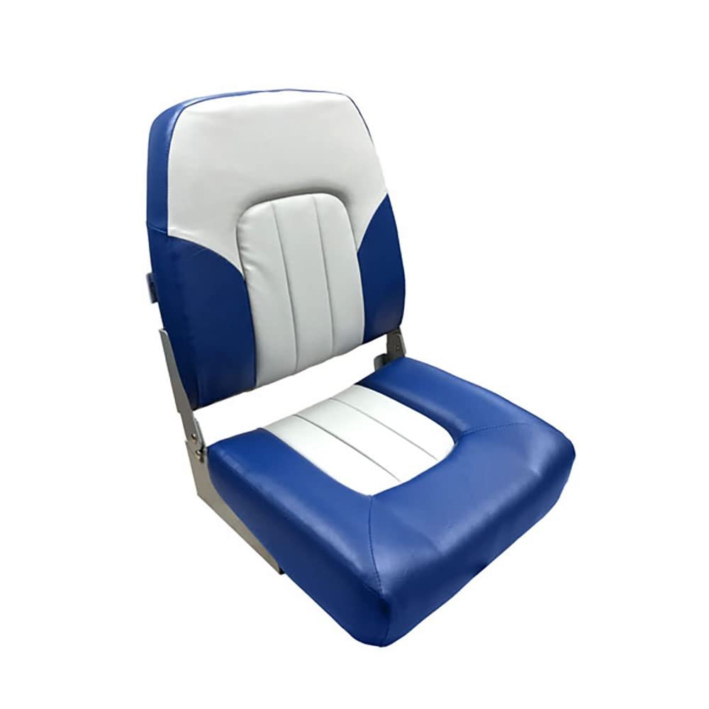 Gen3 Marine Deluxe High Back No Pinch Folding Boat Seat - Gray/Blue