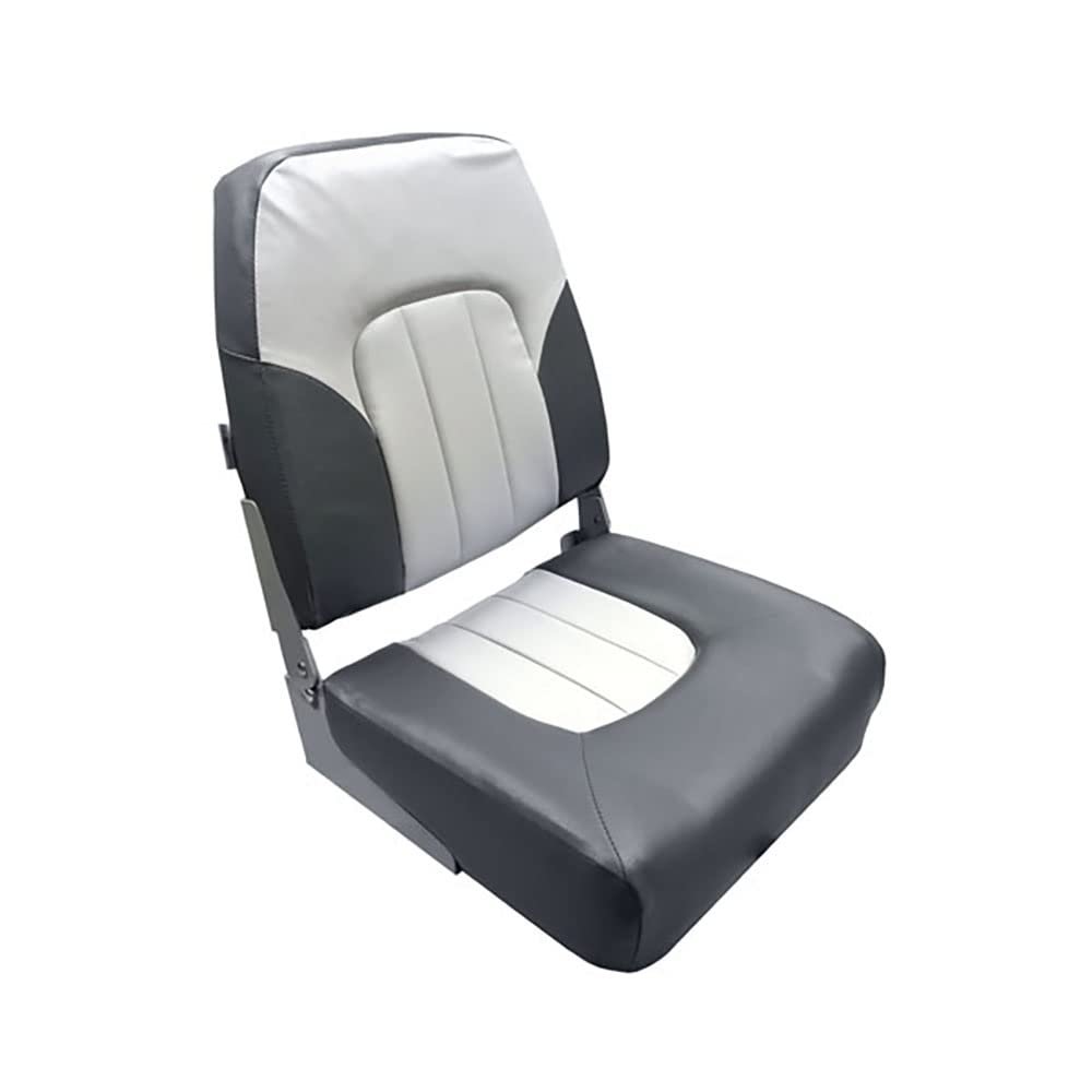 Gen3 Marine Deluxe High Back No Pinch Folding Boat Seat - Gray/Charcoal