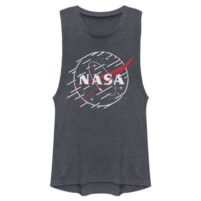 Fifth Sun NASA Blazing Trails Women's Muscle Tank, Denim Blue Heather, X-Small