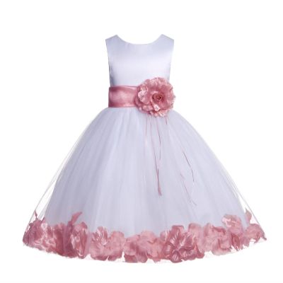 ekidsbridal Floral Rose Petals White Flower Girl Dress Pageant Dresses Junior Flower Girl Dress Birthday Girl 007 6