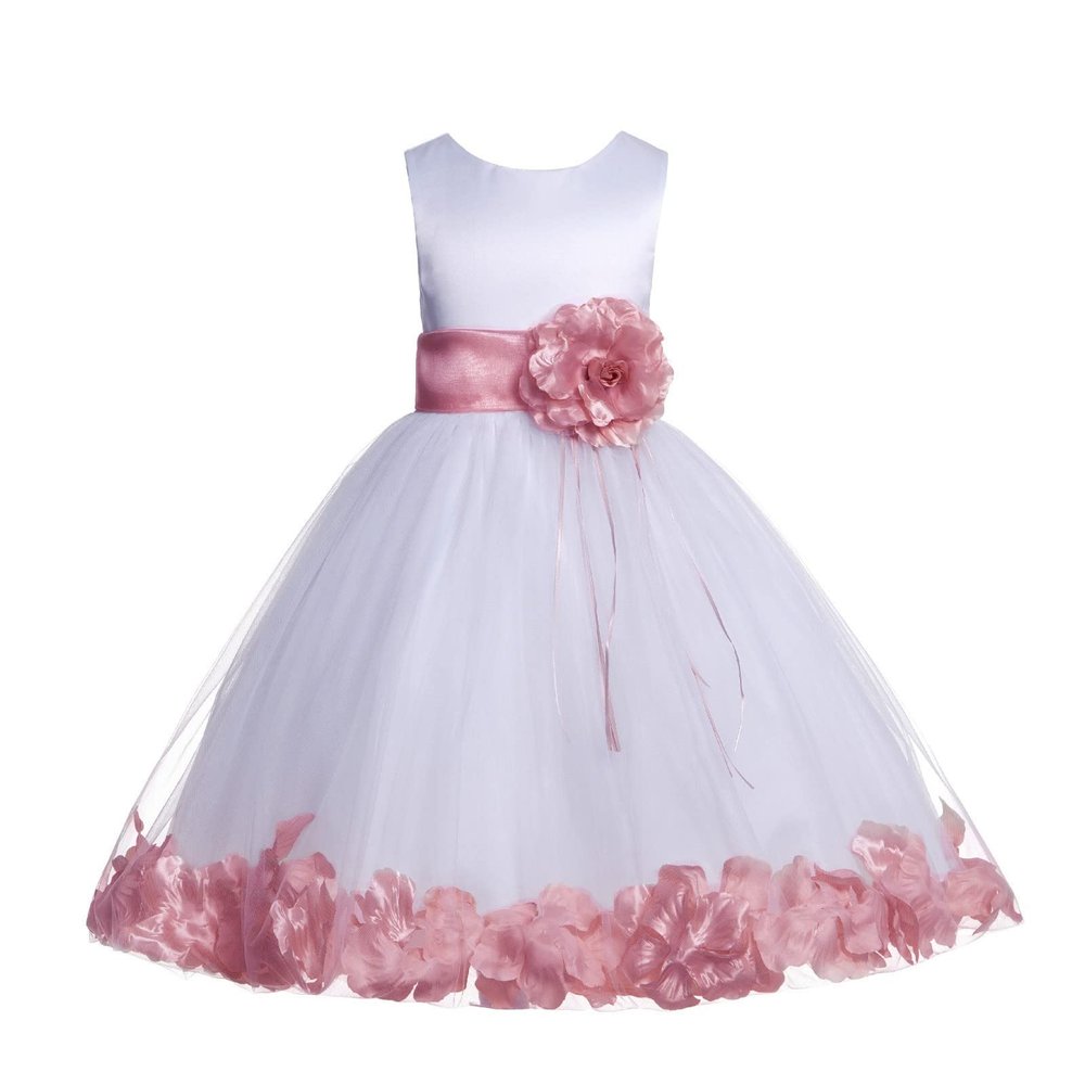 ekidsbridal Floral Rose Petals White Flower Girl Dress Pageant Dresses Junior Flower Girl Dress Birthday Girl 007 6