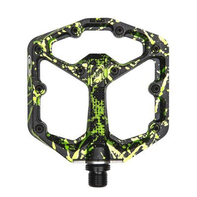 Crankbrothers Stamp 7 Small Mountain Bike Pedals - Green Lime Collection - MTB Enduro DH BMX concave Platform - Flat Pair of Bicycle Mountain Bike Pedals (Adjustable pins Included)