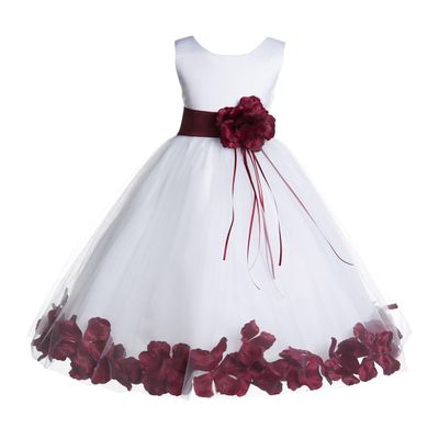 ekidsbridal Floral Rose Petals White Flower Girl Dress Pageant Dresses Junior Flower Girl Dress Birthday Girl 007 S