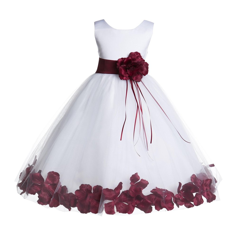 ekidsbridal Floral Rose Petals White Flower Girl Dress Pageant Dresses Junior Flower Girl Dress Birthday Girl 007 S