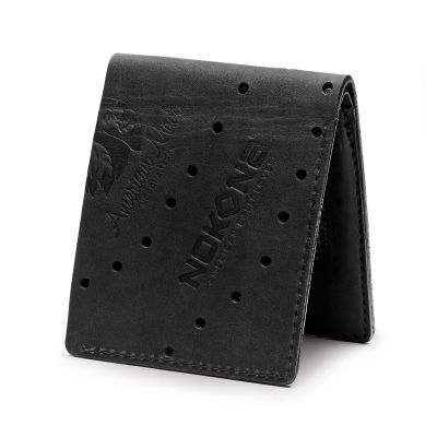 NOKONA Ballglove Leather Wallet | Made with Genuine American Baseball Glove Leather | Made in The USA (Black American Kip)