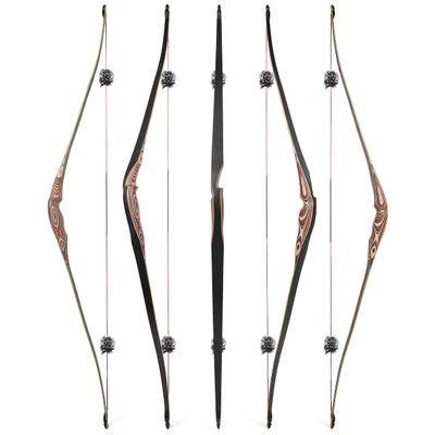 58" Traditional Longbow 20-50 Lbs One Piece Wood Long Bow Right/Left Hand Recurve Bow for Beginner Women Teens (40 Lbs, only Bow/Right Handed)