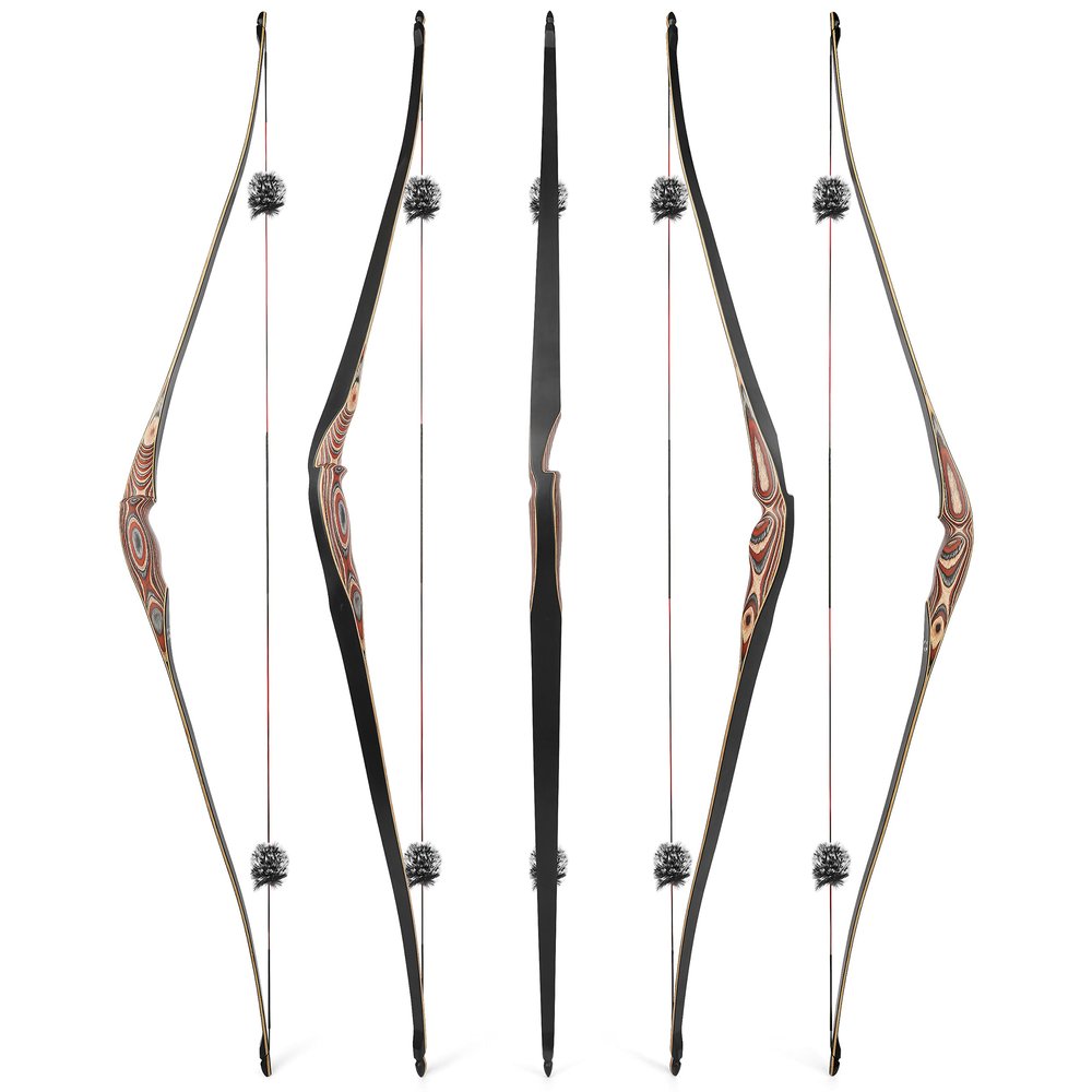 58" Traditional Longbow 20-50 Lbs One Piece Wood Long Bow Right/Left Hand Recurve Bow for Beginner Women Teens (25 Lbs, only Bow/Right Handed)