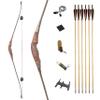 58" Traditional Longbow 20-50 Lbs One Piece Wood Long Bow Right/Left Hand Recurve Bow for Beginner Women Teens (35 Lbs, Bow Set/Right Handed) view 1