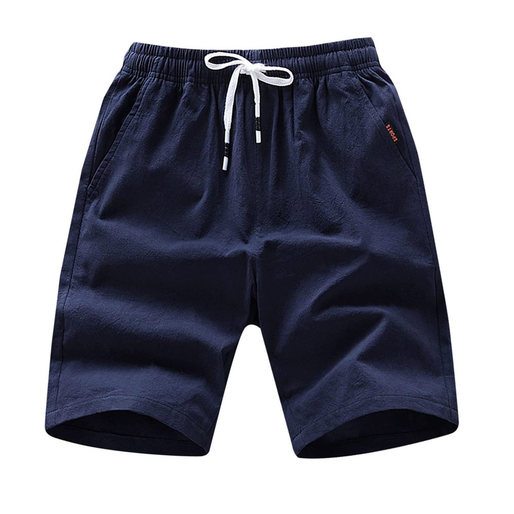 tuduoms Mens Big and Tall Athletic Shorts Fashion Sports Cotton Short Workout Gym Running Pockets Drawstring Elastic Shorts Blue