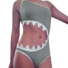Black One Piece Swimwear Womens Suit Shark Design Swimsuit Swimsuit Bathing Swimwears (Grey, S) view 1