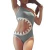 Black One Piece Swimwear Womens Suit Shark Design Swimsuit Swimsuit Bathing Swimwears (Grey, S) view 3