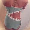 Black One Piece Swimwear Womens Suit Shark Design Swimsuit Swimsuit Bathing Swimwears (Grey, S) view 4