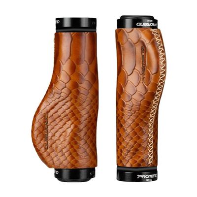 WONDERVY Bike Grips Vintage Cowhide Leather Ergonomic Lock-on Bicycle Handlebar Grips for MTB Bicycle Mountain Multicolor Brown