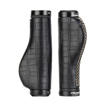 WONDERVY Bike Grips Vintage Cowhide Leather Ergonomic Lock-on Bicycle Handlebar Grips for MTB Bicycle Mountain Bike (Black), Multicolor