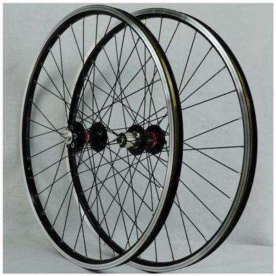 SHKJ MTB Wheelset 26 Inch Mountain Bike Disc/V Brake MTB Bicycle Double Wall Rims Quick Release 32H for 7-12 Speed Cassette (Color : Black, Size : 26 inch)