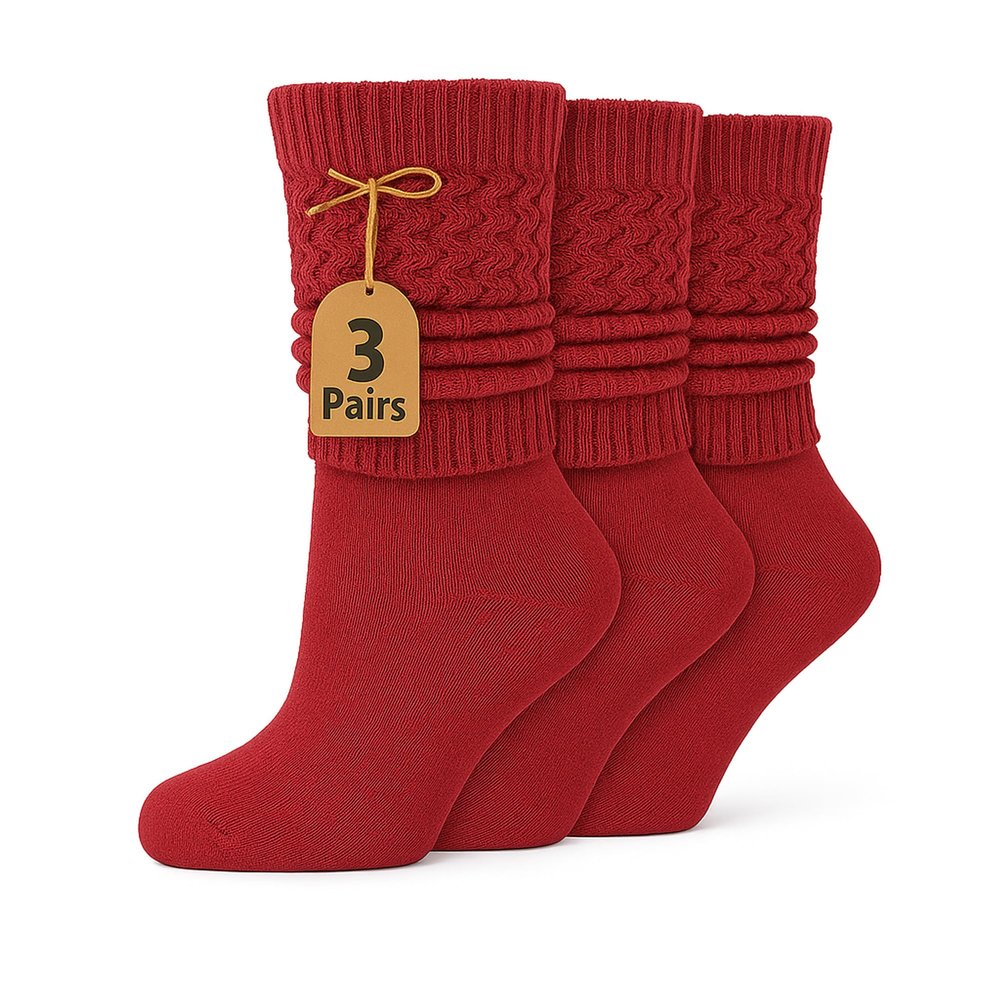 AWS/American Made Lightweight Slouch Socks 3 PAIRS Shoe Size 5-10 (Hibiscus)