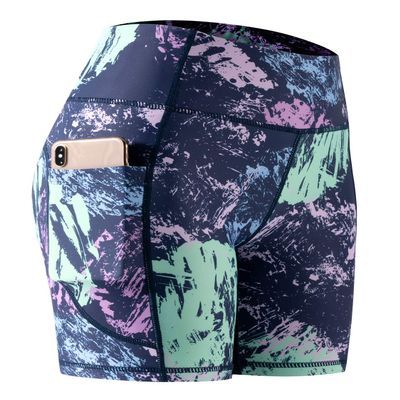 CADMUS High Waist Tummy Control Compression Shorts for Women Fitness Workout Running Shorts with Pockets, 23# Navy Pink, Pack of 1, S