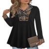 Bebonnie Long Tunic Tops for Women to Wear with Leggings, Womens Long Sleeve Casual Collared Sweatershirts Pullover Fall Fashion Tunic Tops with Buttons Black Coffee XXL view 1