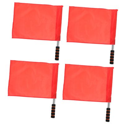 4pcs Sports Referee Flags Linesman Flags Stainless Steel Pole Hand Sports for Soccer Volleyball Match (Red)