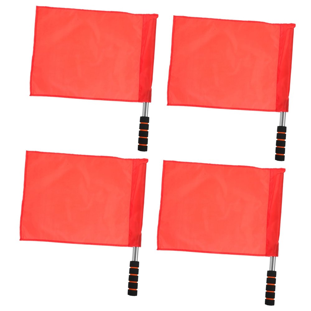 4pcs Sports Referee Flags Linesman Flags Stainless Steel Pole Hand Sports for Soccer Volleyball Match (Red)