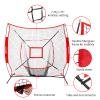 BaseGoal 7'7' Baseball Softball Practice Net,Baseball Backstop,with Batting Tee,Ball Caddy,for Hitting Pitching Batting Catching with Bow Frame,Bonus Strike Zone,Portable and Foldable (Red) view 3